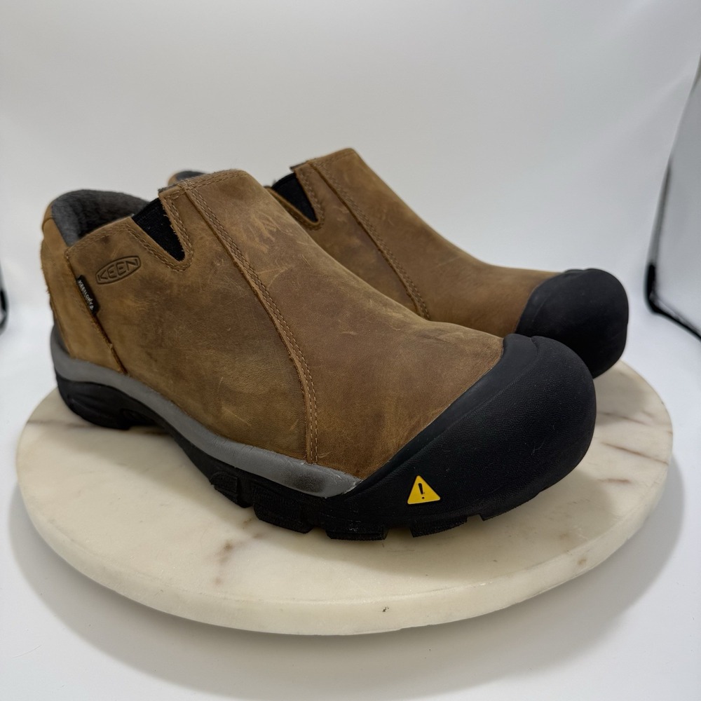 Keen Brixen Waterproof Low Slip On Insulated Shoes Men's Size 10.5 Brown Leather